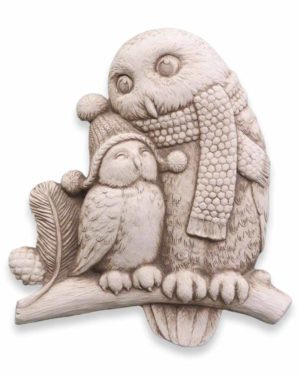 Cast Stone Plaque Featuring Owls Snowy Owls
